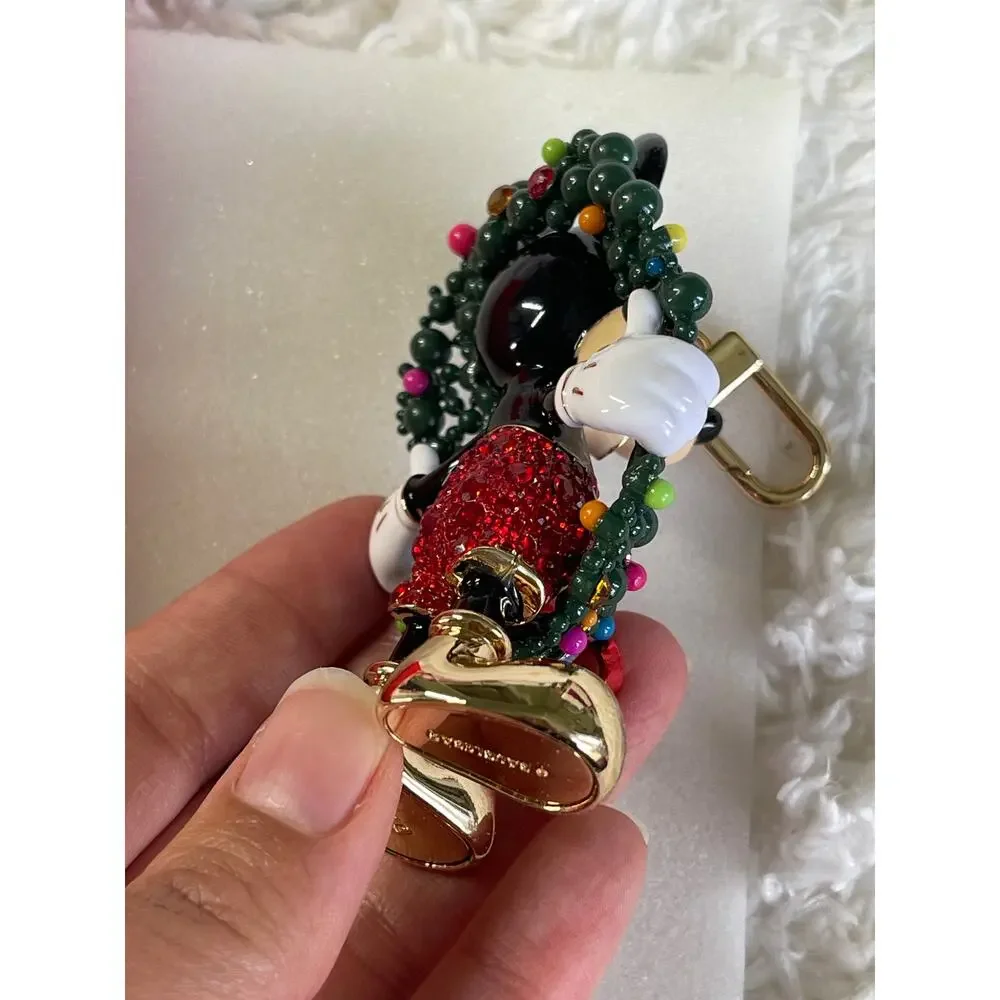 Disney BaubleBar Mickey Mouse Christmas Wreath Bag Charm Keychain Holiday NEW
